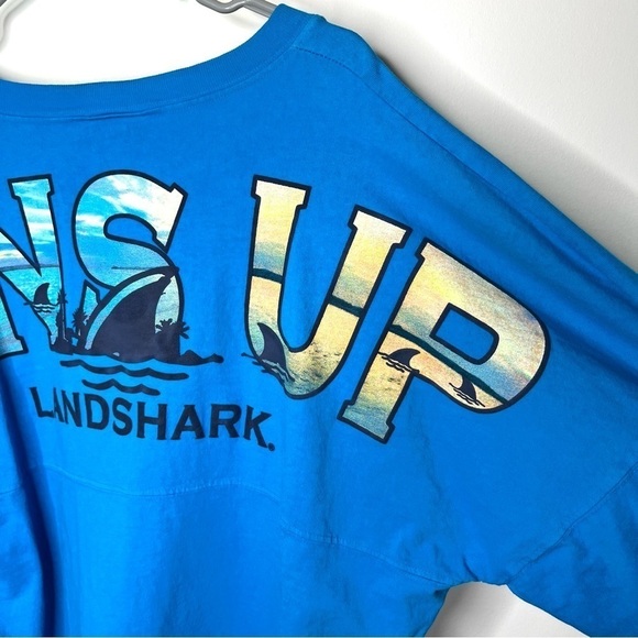 Landshark Fins Up Blue Long Sleeve Graphic Shark fin Spirit Jersey Size Large - Picture 13 of 16